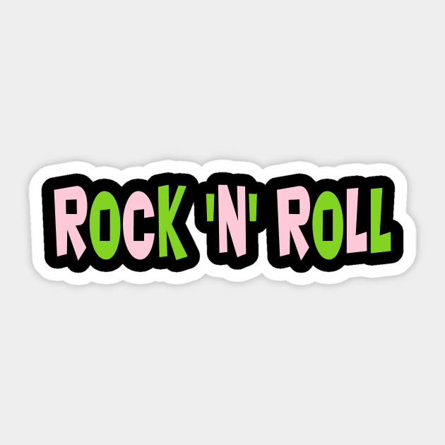 Rock 'n' Roll at night in Pink and Green Sticker by MacSquiddles